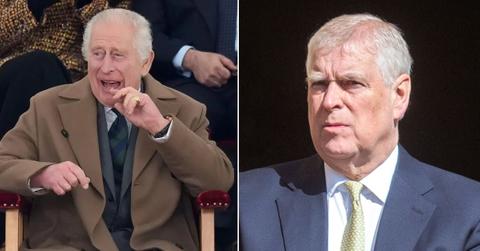 Split photos of King Charles and Andrew Windsor