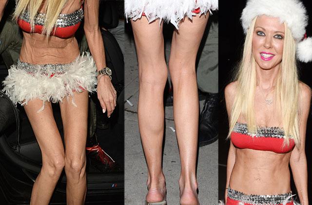 Too-Thin Tara Reid Goes Nearly Naked In Christmas Bikini For Halloween