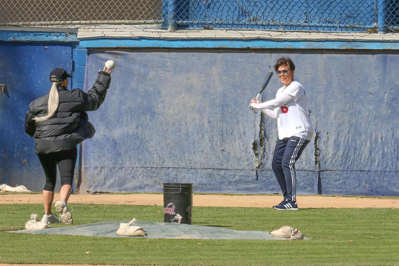 //Kardashian sisters kris jenner softball