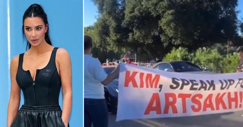 kim kardashian protesters outside hidden hills home armenian flags resolve crisis pp