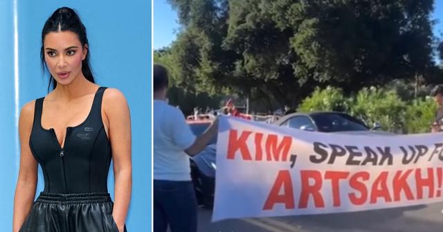 kim kardashian protesters outside hidden hills home armenian flags resolve crisis pp