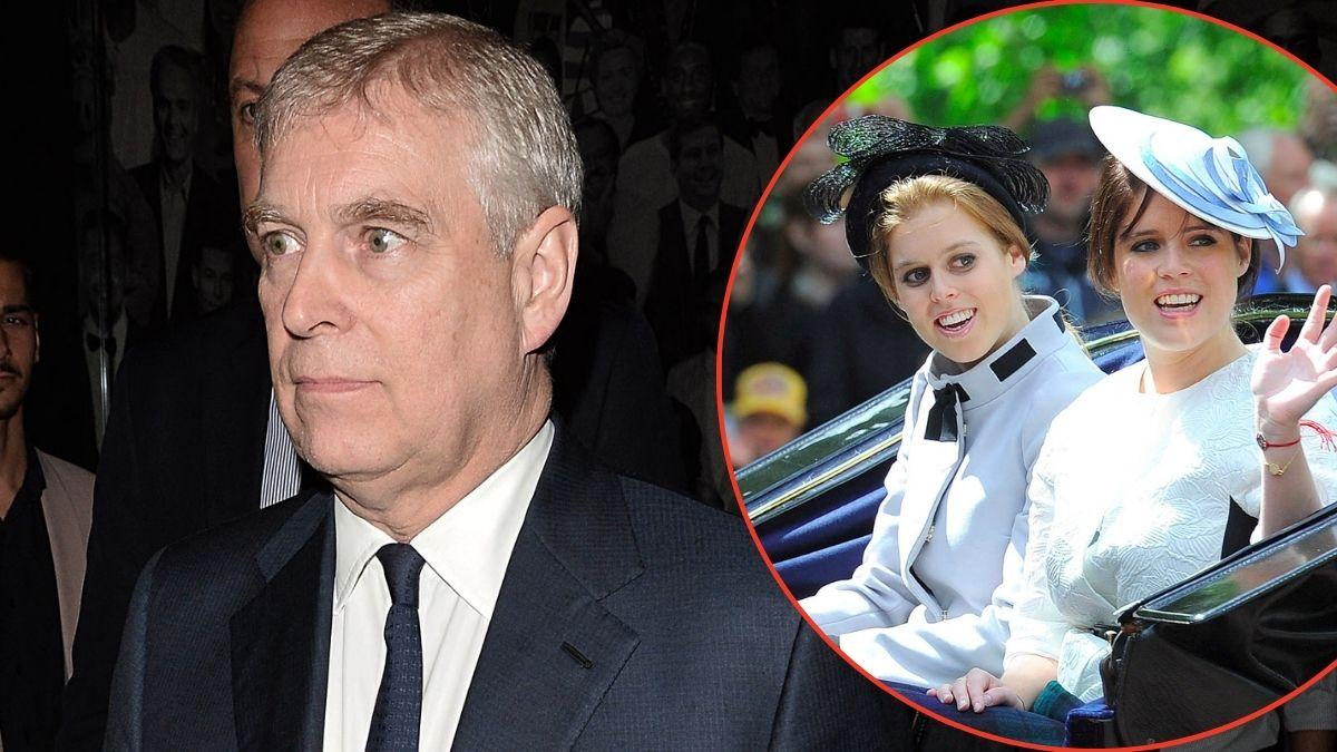 Split photos of Andrew Windsor, Princess Beatrice and Princess Eugenie