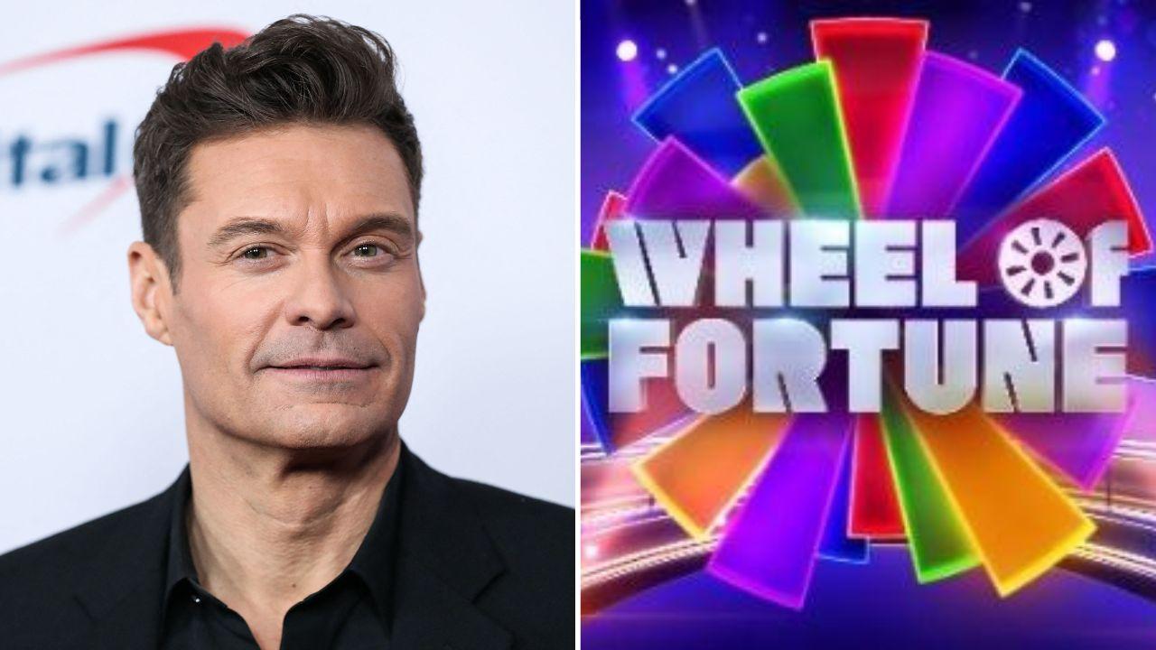 A photo of Ryan Seacrest alongside the 'Wheel of Fortune' logo