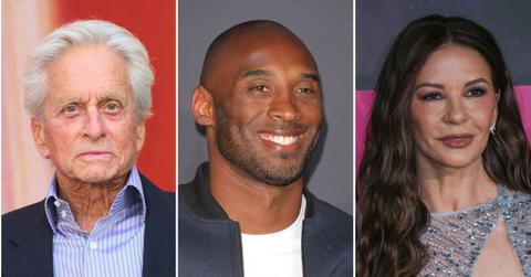 A photo of Michael Douglas alongside a photo of Kobe Bryant alongside a photo of Catherine Zeta-Jones