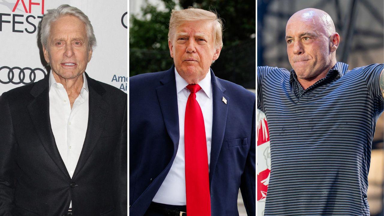 Image Of Michael Douglas, Joe Rogan and Donald Trump