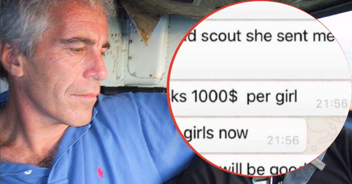 Composite photo of Jeffrey Epstein and text message