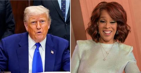 split photo of Donald Trump and Gayle King