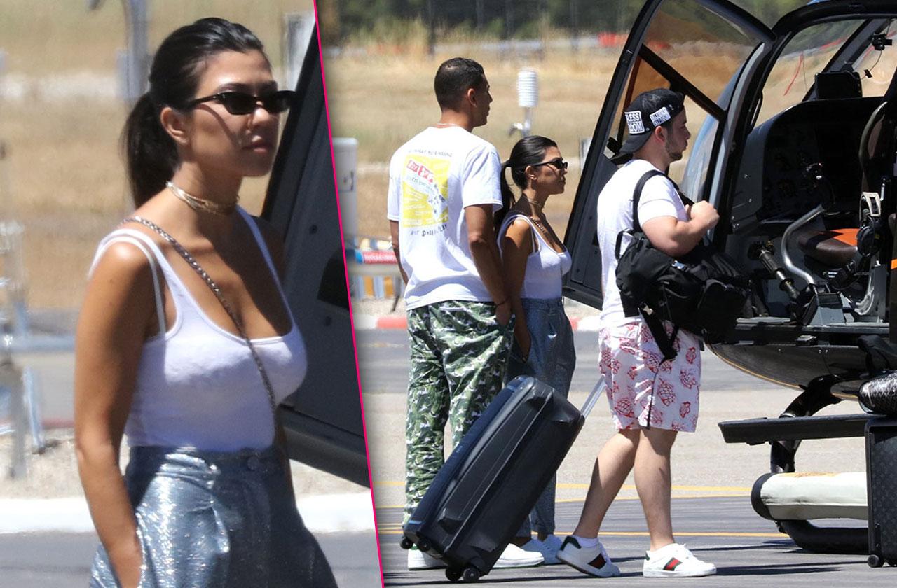 Kourtney Kardashian Boobs Boyfriend Younes Bendjima Helicopter