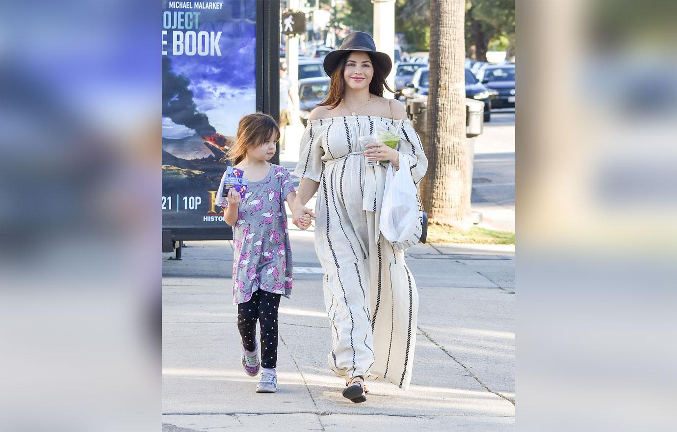 Pregnant Jenna Dewan Wears White See-Through Dress With Daughter