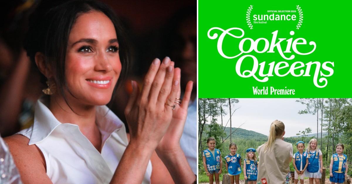 Split photos of Meghan Markle and 'Cookie Queens' poster