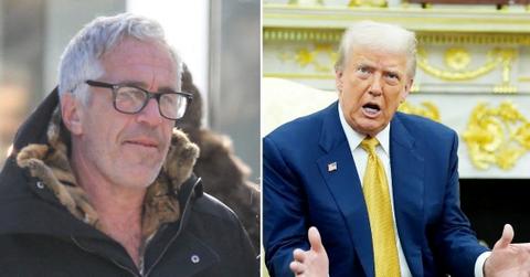 Split photo of Jeffrey Epstein, Donald Trump