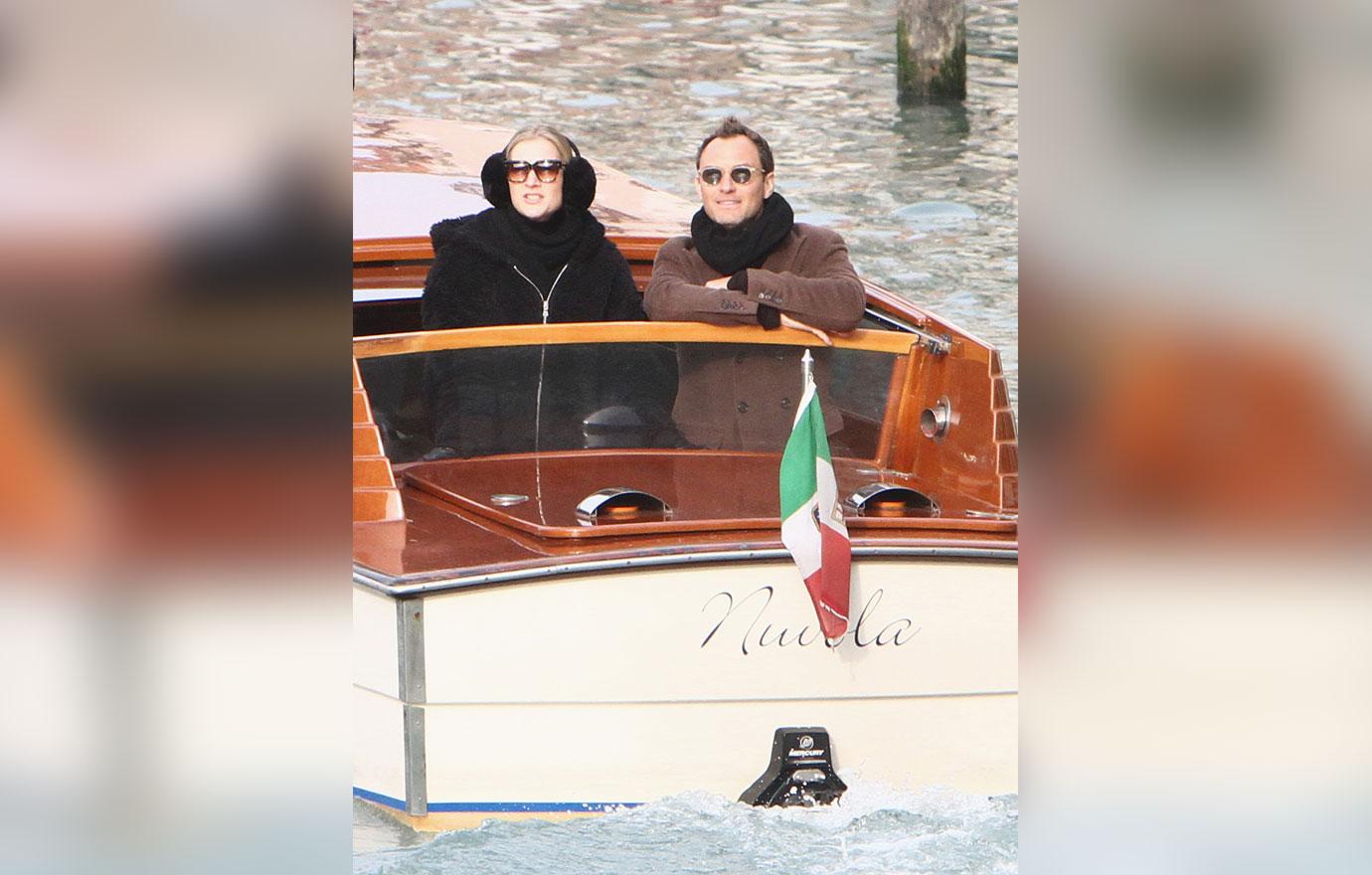 Jude Law And Phillipa Coan Take Venice Water Taxi Ride