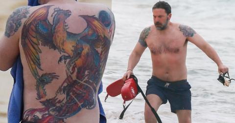 Ben Affleck Sports Back Tattoo