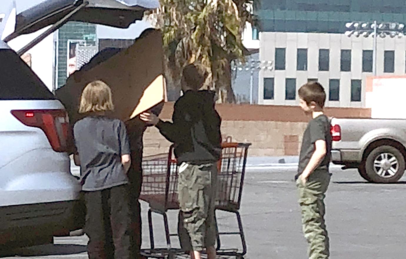 Some of the Jolie-Pitt kids shop with a bodyguard at Home Depot