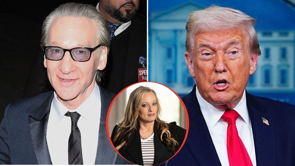 split image of Bill Maher / Donald Trump / Stormy Daniels