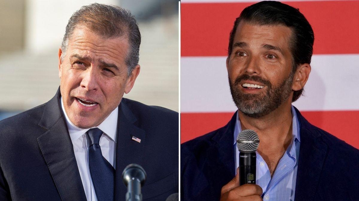 A photo of Hunter Biden alongside a photo of Donald Trump Jr.
