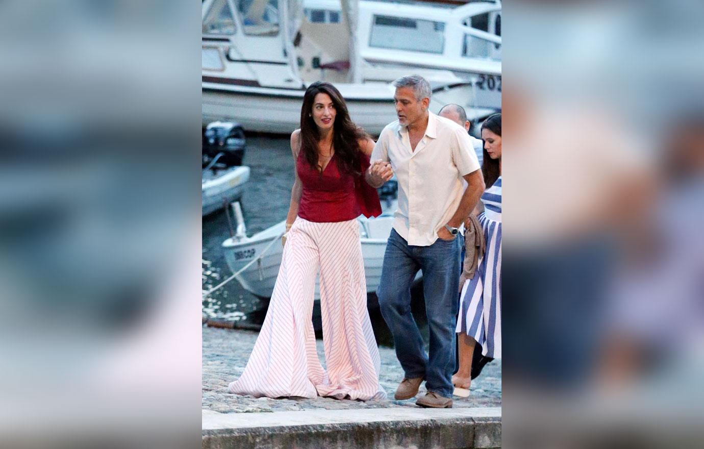 //Amal clooney red top date george