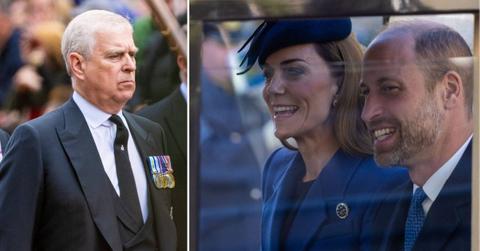 split image of Andrew Windsor and Kate Middleton and Prince William