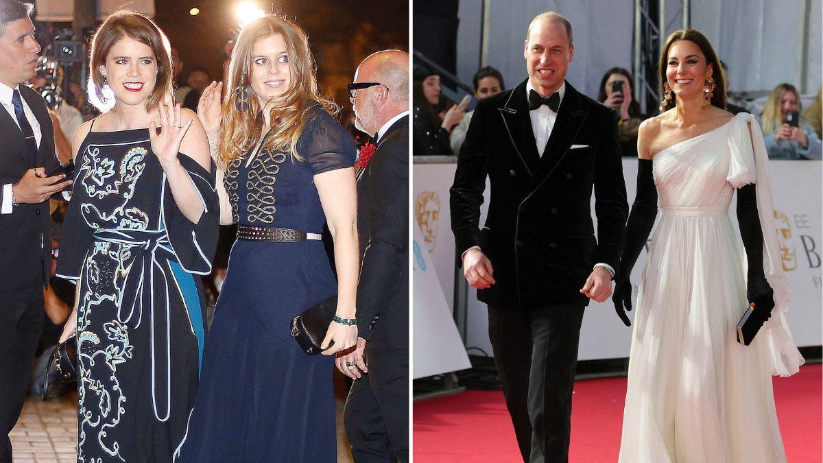 Split photos of Prince William, Princesses Kate, Eugenie and Beatrice