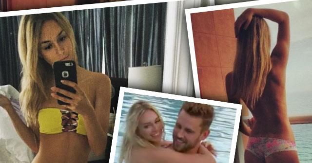 the bachelor nick viall corinne olympios topless half naked photos