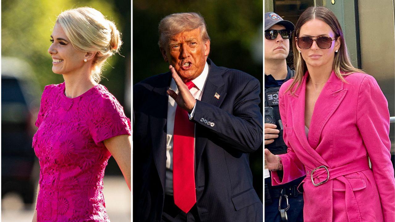 A photo of Natalie Harp alongside a photo of Donald Trump alongside a photo of Margo Martin
