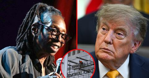 Split photo of Whoopi Goldberg and Donald Trump