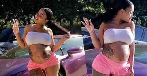 Blac Chyna Pregnant Baby Bump Pink Short Bra