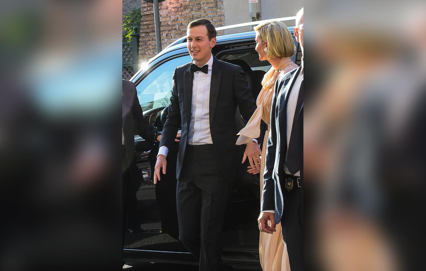 Jared Kushner arrive at the Villa Aurelia in Rome to attend the wedding of Misha Nonoo and Michael Henn.