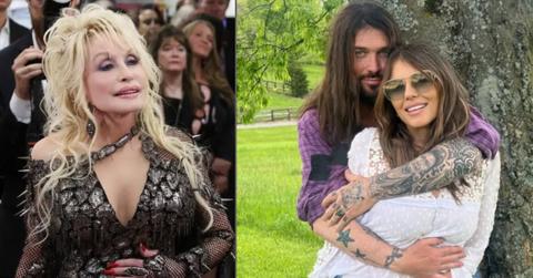Photo of Dolly Parton and Billy Ray Cyrus and Elizabeth Hurley