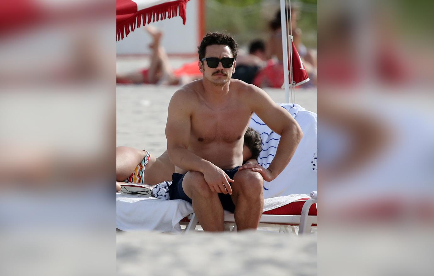 //james franco in beach pda with girfriend