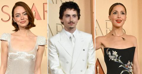 split image of Emma Stone / Timothee Chalamet / Rose Byrne