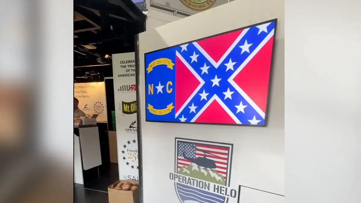 A confederate flag was reportedly seen at the booth for North Carolina.