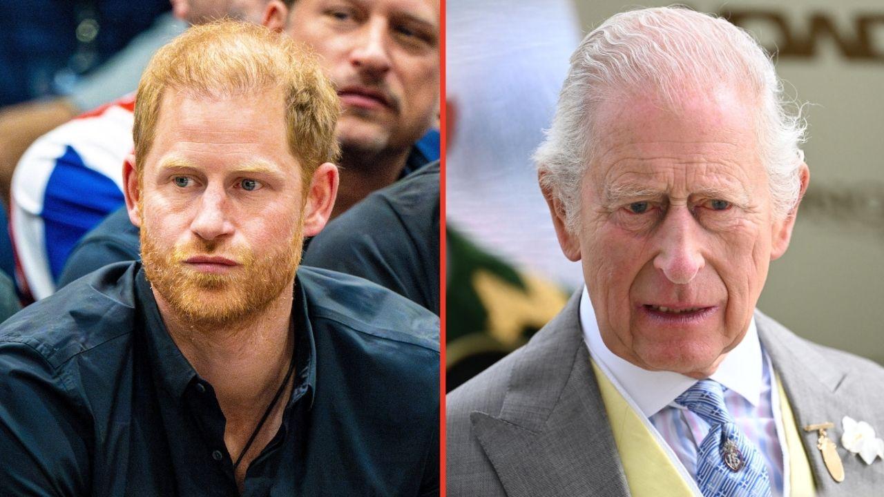 Split photos of Prince Harry and King Charles
