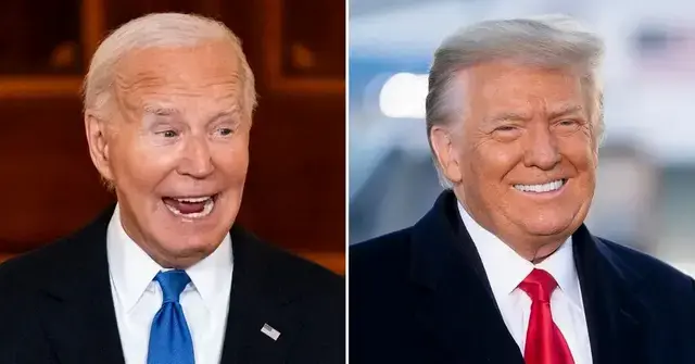 Split photo of Joe Biden and Donald Trump.