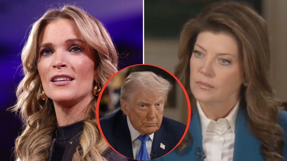 split image of Megyn Kelly / Norah O'Donnell / Donald Trump