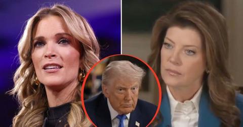 split image of Megyn Kelly / Norah O'Donnell / Donald Trump
