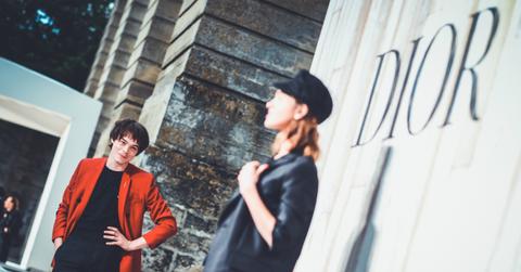 (EDITORS NOTE: This image has been digitally altered) Charlie Heaton and Natalia Dyer attend a photocall during Christian Dior Couture S/S19 Cruise Collection on May 25, 2018 in Chantilly, France.