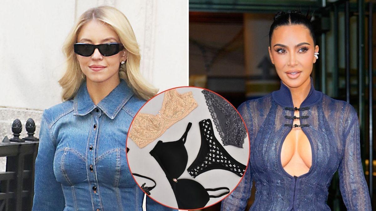 Split photos of Sydney Sweeney and Kim Kardashian