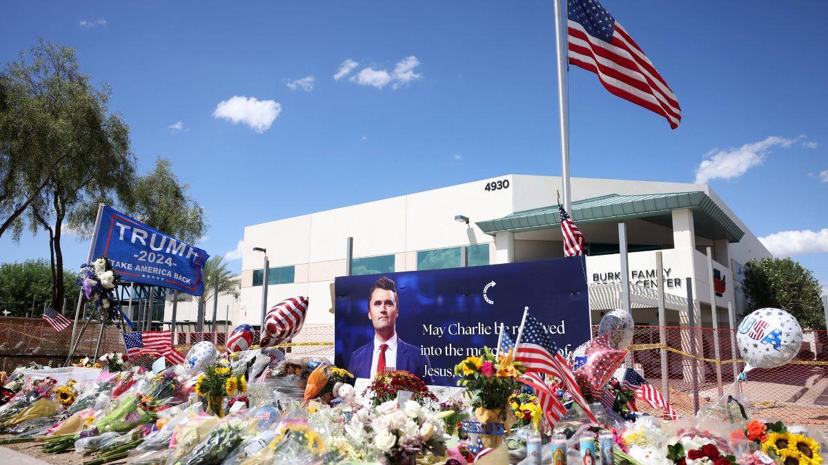A photo of a Charlie Kirk memorial
