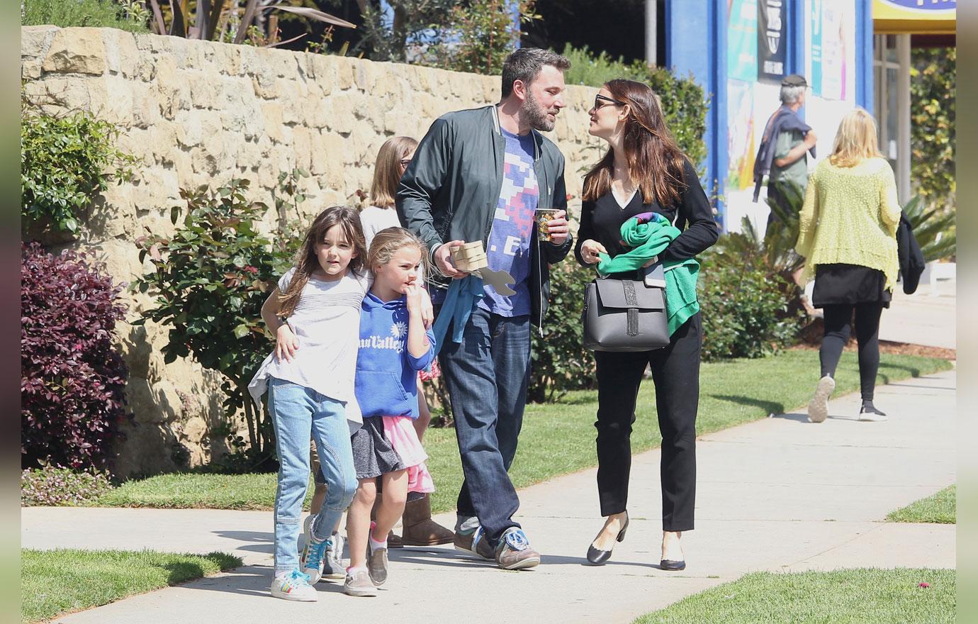 //ben affleck jennifer garner look loving kids church