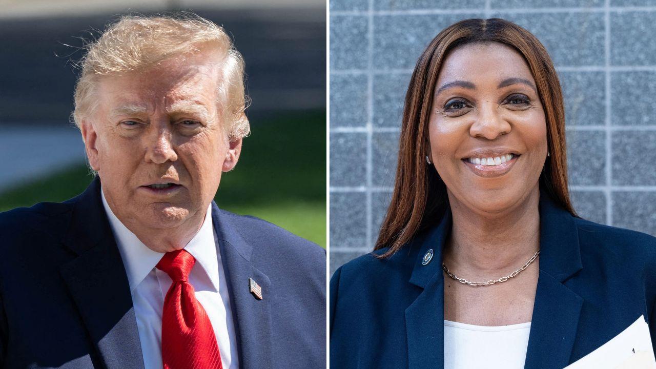 split image of Donald Trump and Letitia James
