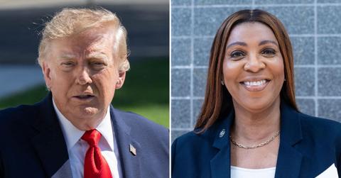 split image of Donald Trump and Letitia James
