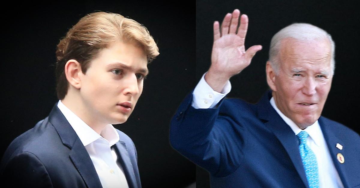 photo of barron trump and joe biden