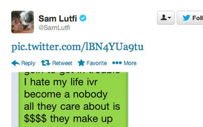 //sam lutfi texts britney spears parents