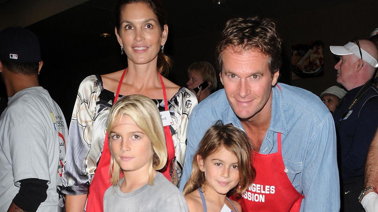A photo of Cindy Crawford, Randy Gerber, Preston Gerber, and Kaia Gerber