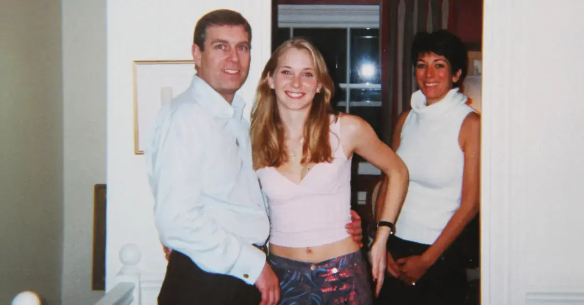Photo of Prince Andrew, Virginia Giuffre and Ghislaine Maxwell