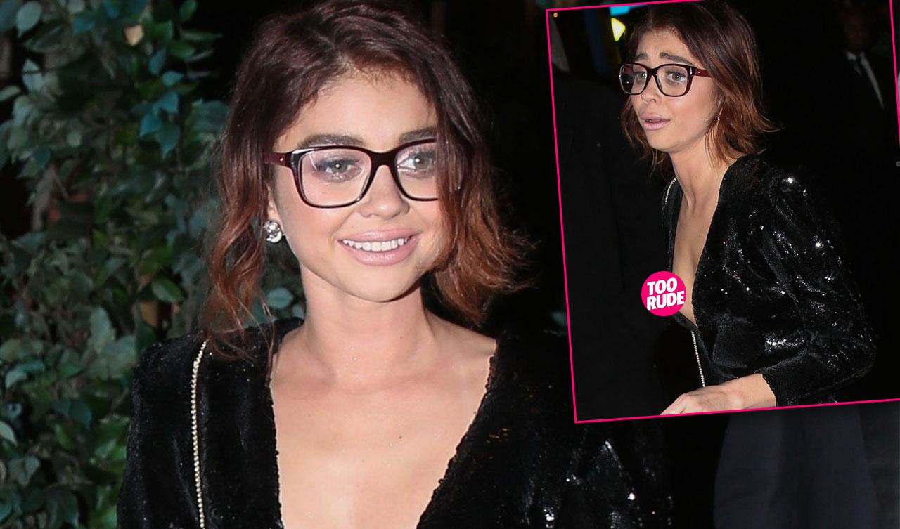 So Exposed Sarah Hyland Flashes Nipple Bare Thighs In Tiny Party Dress