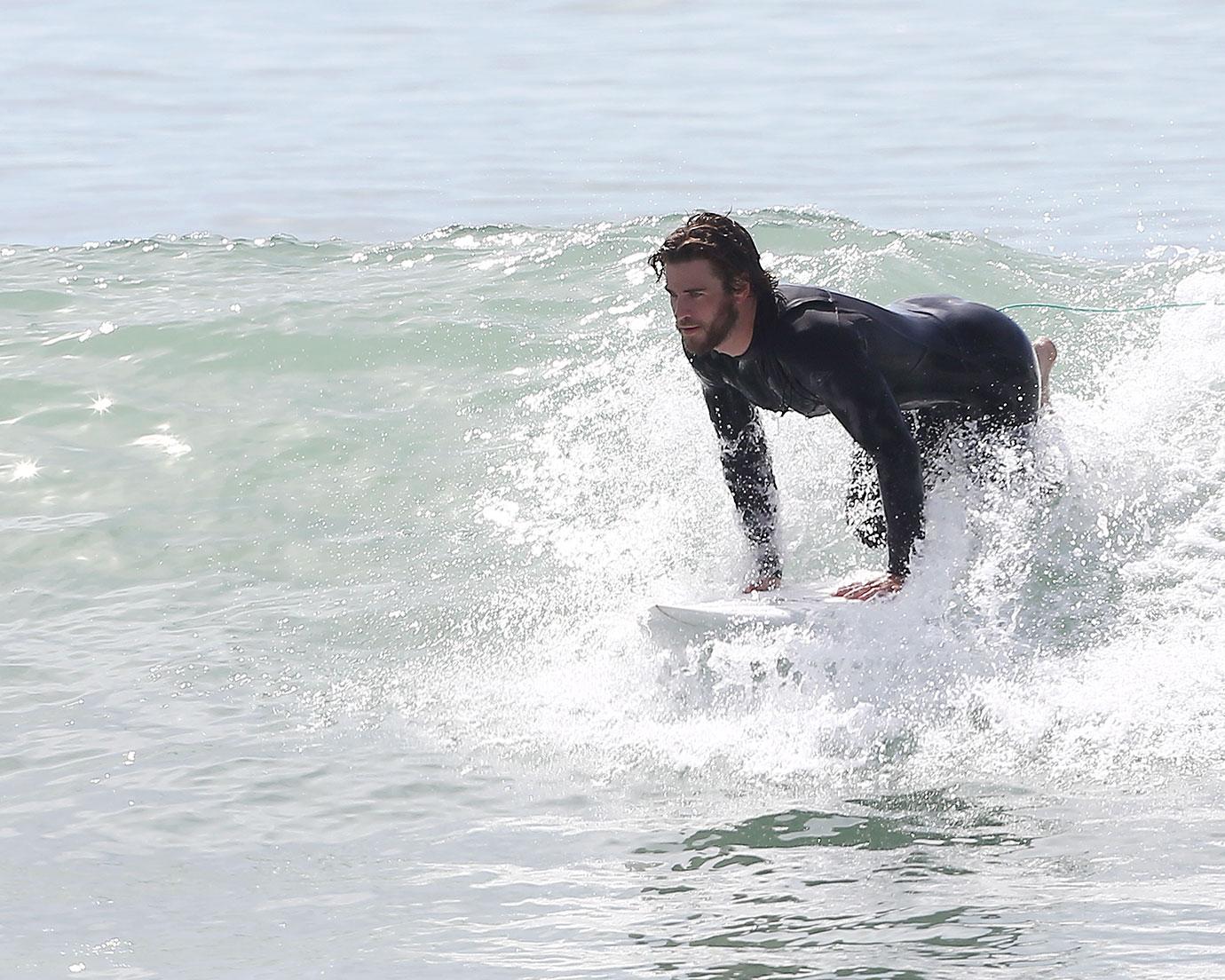 Liam Hemsworth Surfing Malibu Pics