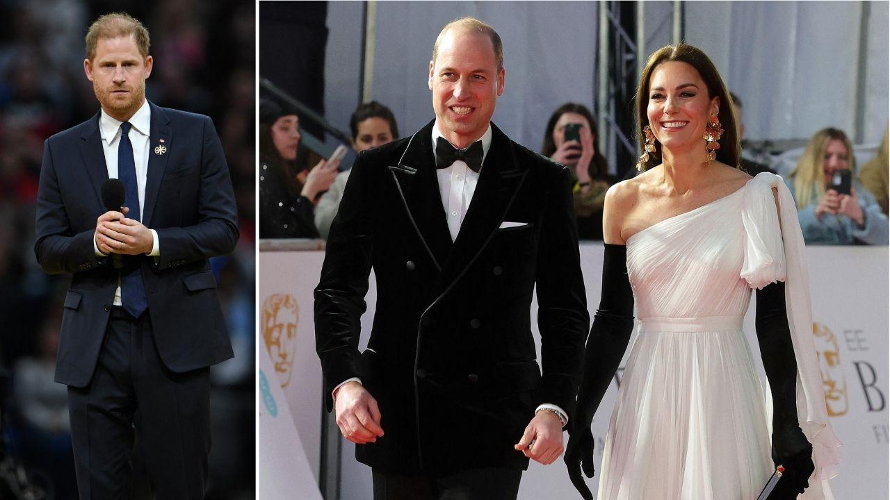 Split photos of Prince Harry, Prince William and Princess Catherine