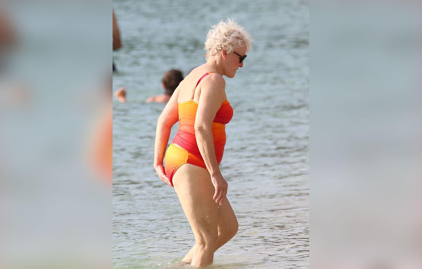 Glenn Close Takes Dip In Caribbean Ocean Holiday Pics